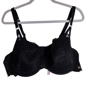 Savage‎ X Fenty Black Floral Lace Lightly Lined Balconette Bra Size 44DD
